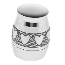 (Size M, One size) Stainless Steel Heart Memorial Keepsake Cremation Ashes Urn Funeral Jar 4 x 2.9cm