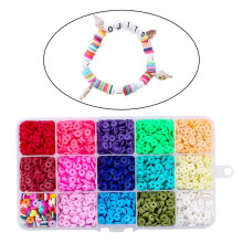 (24 Grid Letter Bead, One size) Clay Beads Flat Round Polymer Clay Beads Jewelry Marking Kit for Bracelets Necklace, Loose Spacer Disc Beads DIY Craft Findings Accs 6mm - 15 Grid
