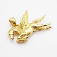 (As show, One size) Pegasus Flying Horse Stainless Steel Pendant Necklace for Men Gold