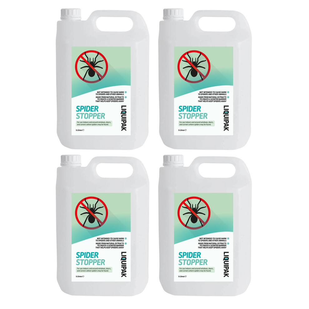 Liquipak (4X5 Litres) Spider Stopper Spray, Pet Safe Once Dry, Alternative To Spider Repellent Spray