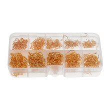 (As show, One size) 600 Piece 3# -12# Gold Fishing Hook Fishing Lures Baits Hooks Come with Hole Clear Fishing Tackle Storage Box