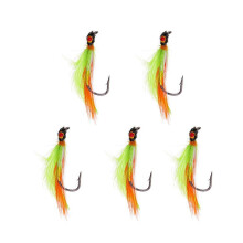 (As show, One size) 5pcs Fishing Streamer Bait Fishing Lure Bait Bionic Flies 4.3cm with Hook