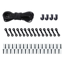 (As show, One size) Kayak Deck Rigging Kit: Bungee Cord + J Hooks + Tie Down Pad Eyes + Rivets