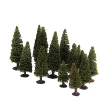 (As show, One size) 15 Dark Green Model Cedar Tree Train Railway Park Diorama Scenery HO N Scale