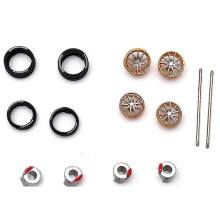 (As show, One size) 2x 1/64 Scale Alloy Rims And Rubber Tires for Car