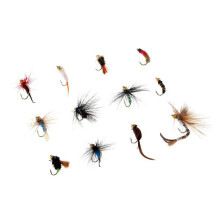 (As show, One size) 12x All Purpose Dry Fly Fishing Hook Streamer Lure Kit Fly Fishing Flies for Bass Salmon Trout