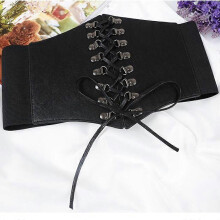 (As show, One size) Women's Wide Belt Waistband Corset PU Leather Gothic Lolita Dress Decor