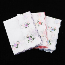 (As show, One size) 3pcs Womens Handkerchief Hankies Floral Embroidered Lace Square Hanky