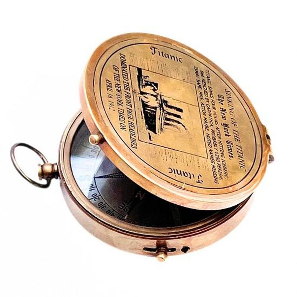 Lid Titanic Compass Brass Finish Directional Magnetic Compass  Nautical Sailor Article Maritime Magnetic Gift