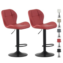 (RED) Set of 2 Height Adjustable Kitchen BarStool Stella