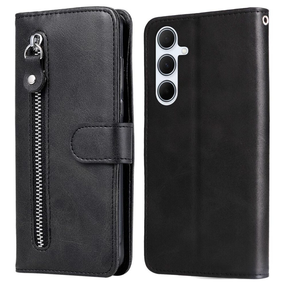 (as the picture, Black) For Samsung Galaxy A56 5g/a36 5g Case Zipper Wallet Calf Texture Pu Leather Phone Cover