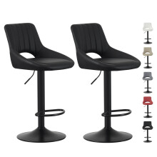 (BLACK) Set of 2 Height Adjustable Kitchen BarStool Stacey