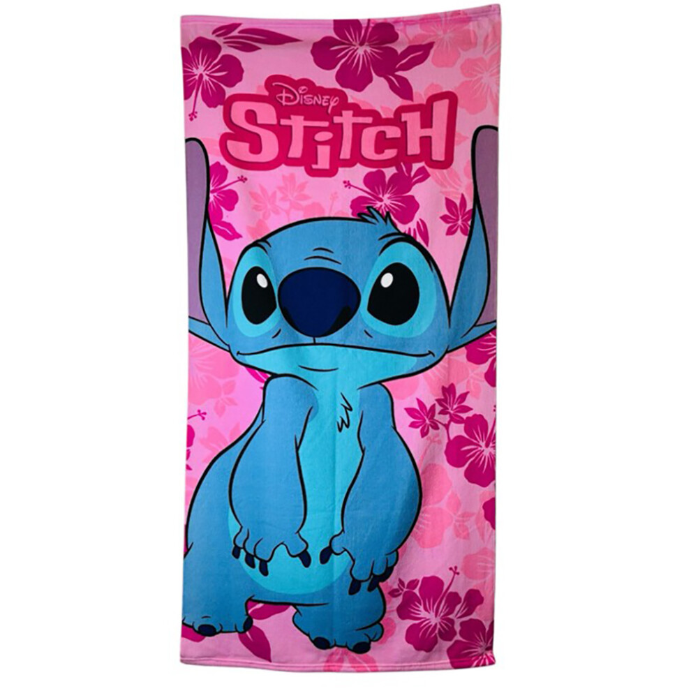 Disney Disney's Stitch Bath Beach Towel Character Children Microfibre Girls Pink