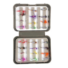 (As show, One size) 24pcs Fly Fishing Flies Kit Fishing Flies Wet Flies Assortment + Fly Box for Bass Salmon Trout Fish