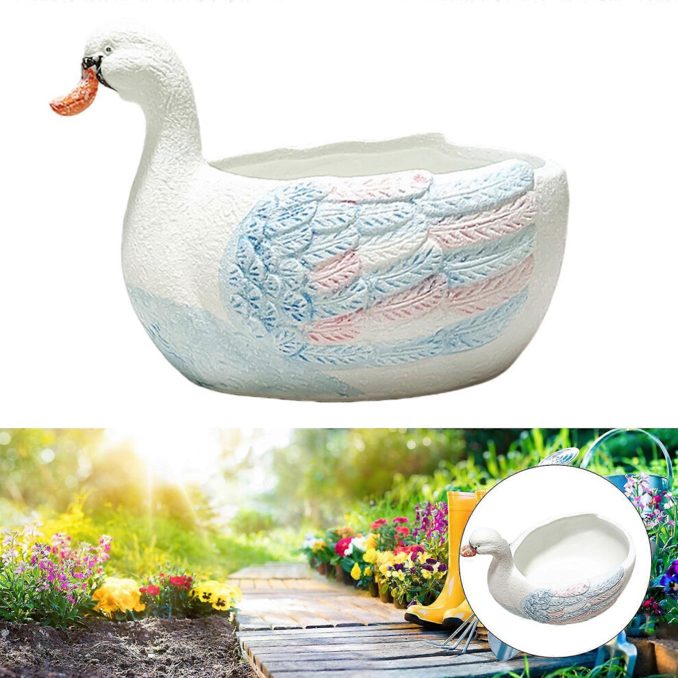 (Type B, One size) Ceramic Swan Flower Pot Little Swan Succulent Ceramic Flower Pot Creative Cartoon Animal for Desktop Home Balcony Garden Decoration-image-OPC-PHSRQTD-NEW