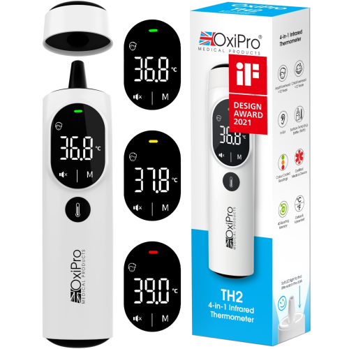 OxiPro TH2 Thermometer - In-Ear, Forehead & Surface, CE Certified
