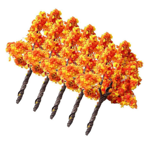 (9cm, One size) Iron Trees Model With Red Flower Tree Model Train Landscape Scenery 7cm 2