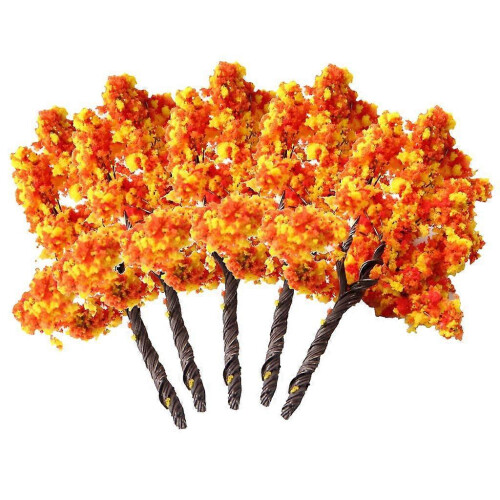 (7cm, One size) Iron Trees Model With Red Flower Tree Model Train Landscape Scenery 7cm 1