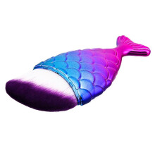 (As show, One size) Glitter Fish Scale Make Up Brush Mermaid Fishtail Powder Blush , Rainbow, 11 x 6 x 1cm