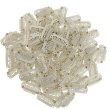 (Black, One size) 100pcs Metal Snap Clips for Hair Extensions Wigs Weft Hairpiece - Black