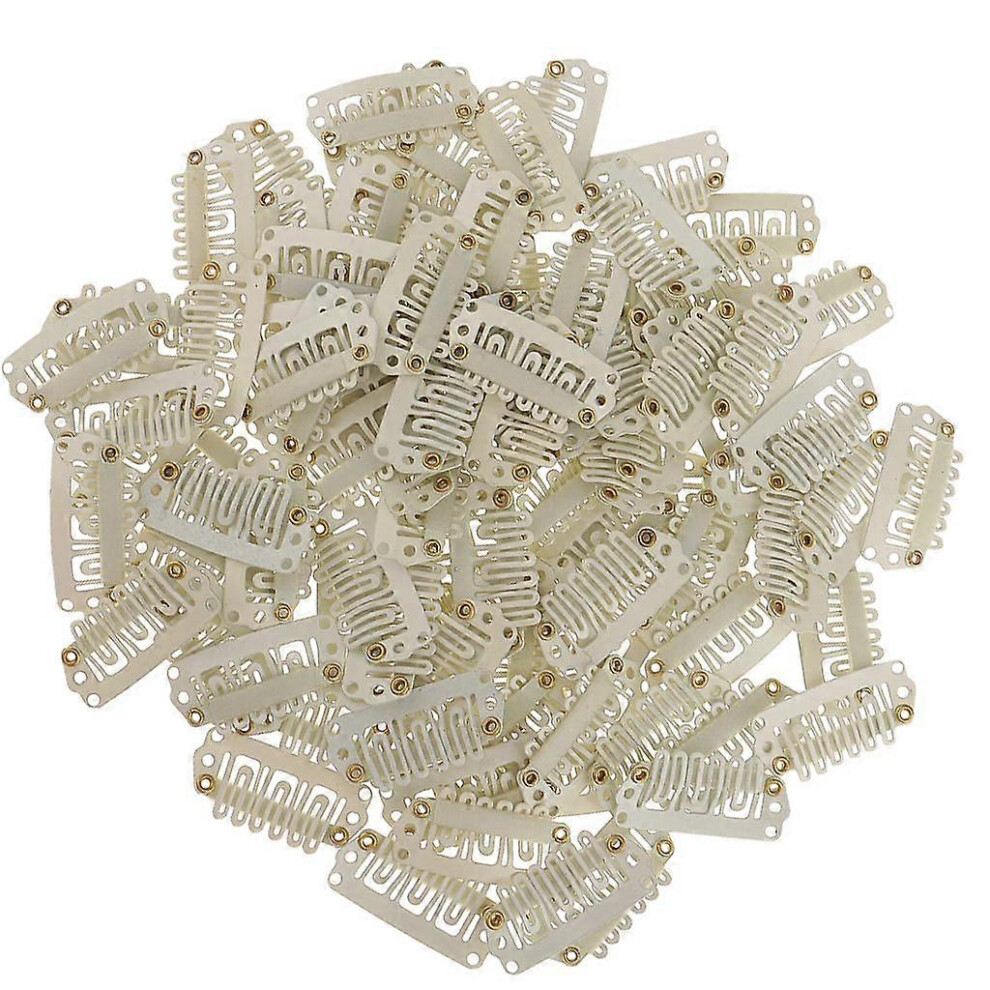(Black, One size) 100pcs Metal Snap Clips for Hair Extensions Wigs Weft Hairpiece - Black
