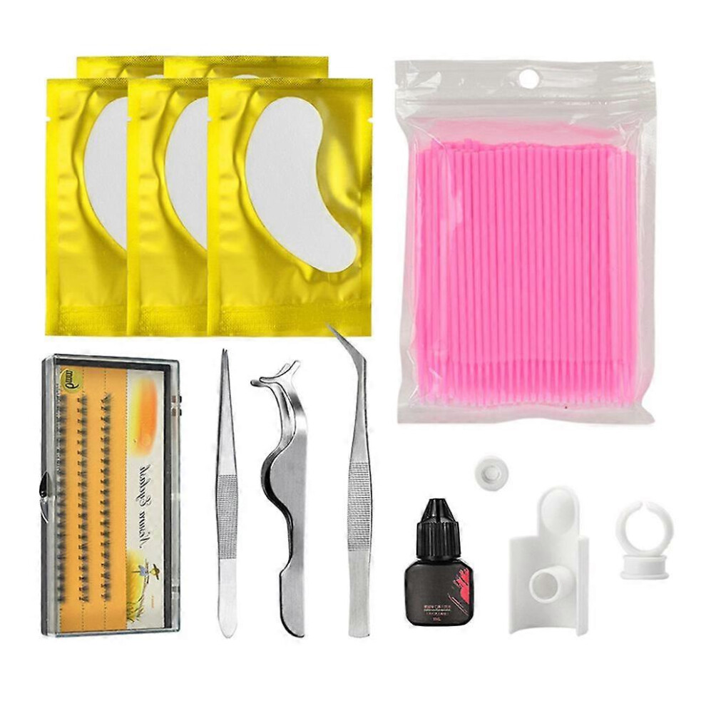 Yellow (, One Size) Professional Eyelashes Extensions Set Grafting Eyelash Tools Kit Accessories For Beginners Practice Or False Eyelashes Application
