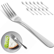 (As show, One size) Dinner fork, silverware fork set of 12, food grade stainless steel cutlery set, mirror polished