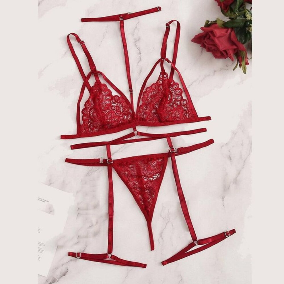 (wine red, M) Lingerie Women's Underwear Set Sexy Lace Erotic Lingerie Set Female Underwear Set Lace Bra Panties Underwear Women-image-OPC-PHSRS7H-NEW