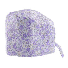 (As show, One size) Lace Up Men Women Printed Cotton Cap Hat Bouffant Scrub Cap - 1
