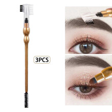 (Golden, One size) Double Ended Eyebrow Brush And Comb Portable for Home Beginner Women Girls - Golden