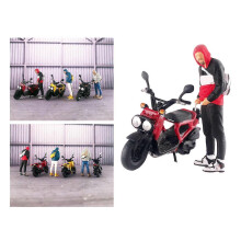 (Black Red, One size) 1:64 Figure Driving Motorcycle Movie Character Scene, Model Train Diorama Scenery DIY Projects Accessory, S Gauge , Black Red