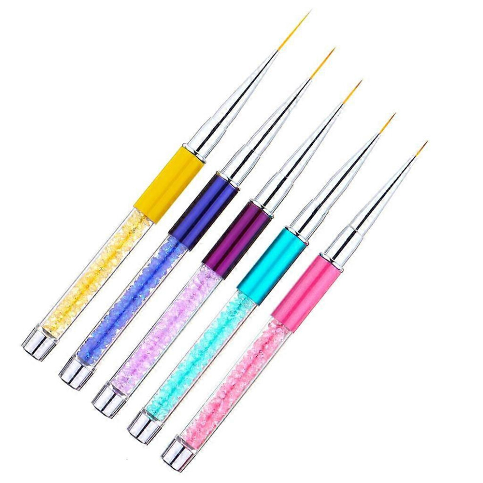 (As show, One size) 5x Salon DIY Nail Art Liner Brush UV Gel Polish Painting Drawing Design Pens
