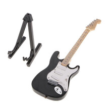 (As show, One size) 17cm Simulation Mini Electric Guitar with Holder Model Black Music Room Items