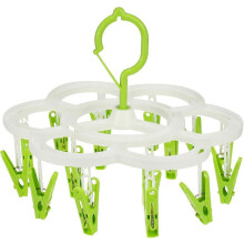 (As show, One size) Clothespin Rack Laundry Drying Rack,Clothes Hangers with 16 Clips,Clip Hanger Drip Hanger for Drying Underwear,Baby Clothes,Socks,Bras,Towel,Pants,Hat