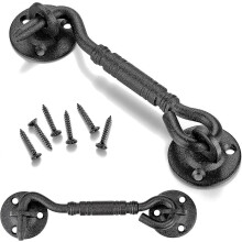 (As show, One size) 2 Packs 4Barn Door LatchesMatte Black Heavy Duty Solid Thicken Stainless Steel barn gate Hook and Eye Latch,Sliding Door Antique Lock Gate Latch Wine