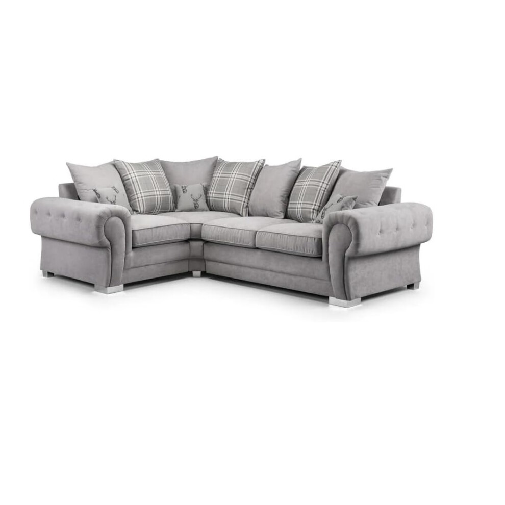 (1c2 Corner Grey) Verona Scatter Back 1C2/ 2C1 Corner Sofa