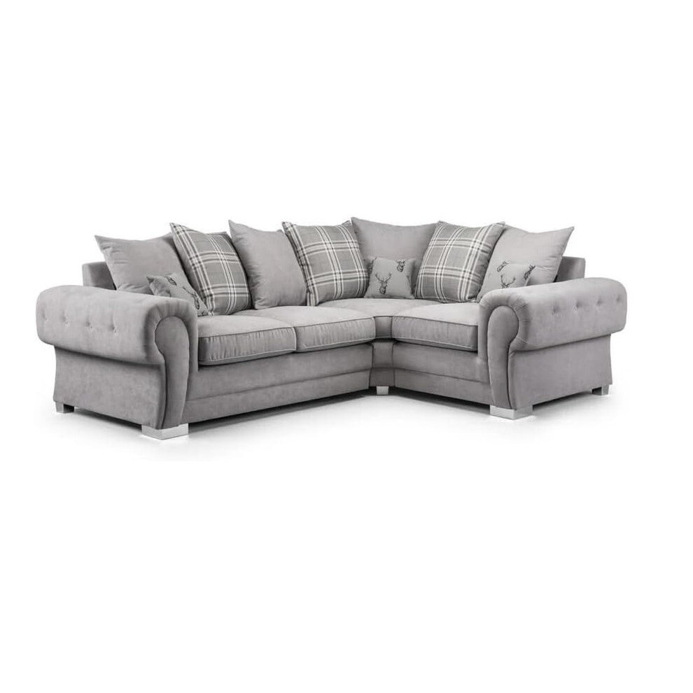 (2c1 Corner Grey) Verona Scatter Back 1C2/ 2C1 Corner Sofa