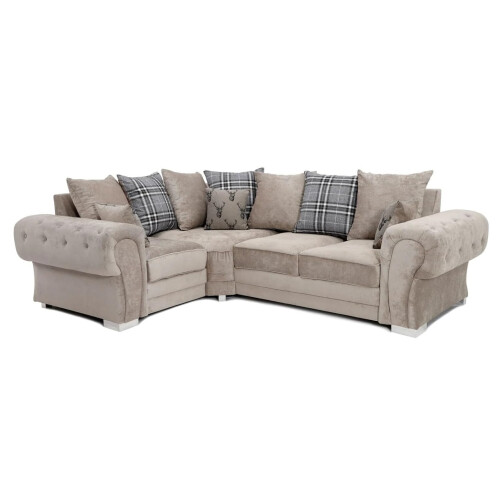 Furniture 786 (1c2 Corner Beige) Verona Scatter Back 1C2/ 2C1 Corner Sofa