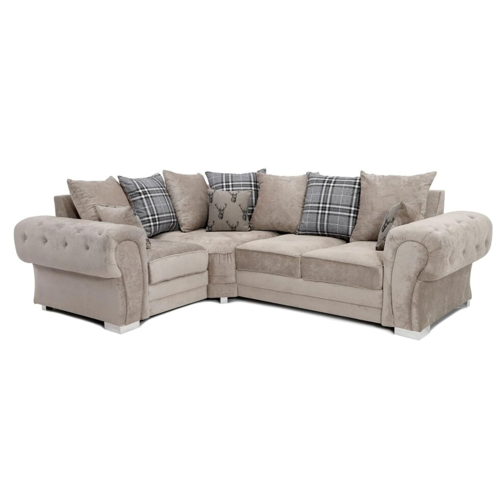 Furniture 786 (1C2 Corner Beige) Verona Scatter Back 1C2/ 2C1 Corner Sofa Clear
