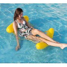 (As show, One size) Summer Swimming Pool Inflatable Mesh Floating Row Hammock Multi-Function Inflatable Back Floating Bed Quality Drama Water Lounge Chair Adult and Child