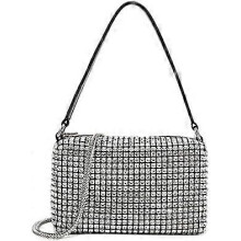 (As show, One size) Allsolvable Rhinestone Crossbody Bags Women Blingbling Sparkle Clutch Purse Crystal Clutch Shoulder Handbags Silver