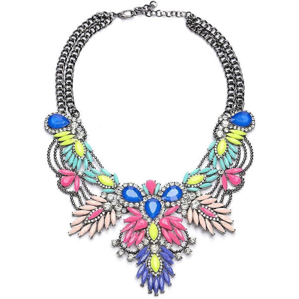 Photos - Pendant / Choker Necklace Kikidex  Colorful Resin Bubble Bib Statement Necklace Bohemian Chunky Collar Jewelry (As show, One size)