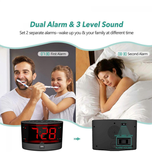 Extra Loud Alarm Clock with Wireless Bed Shaker,for Heavy Sleepers 2