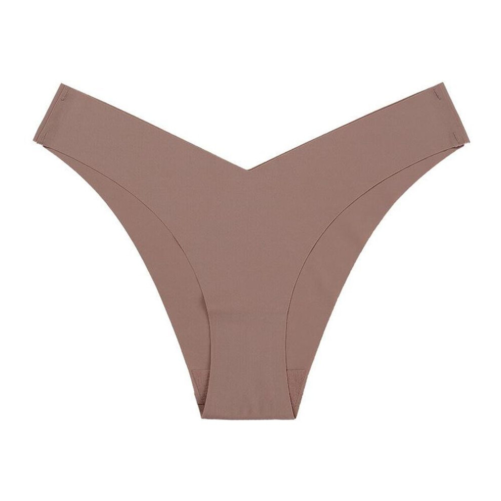 (coffee, M) Sexy Large Size Seamless Ice Silk Low Waist Ladies Briefs Cotton Crotch Breathable Yoga Sports Panties Ultra Thin Soft Ladies Underwear