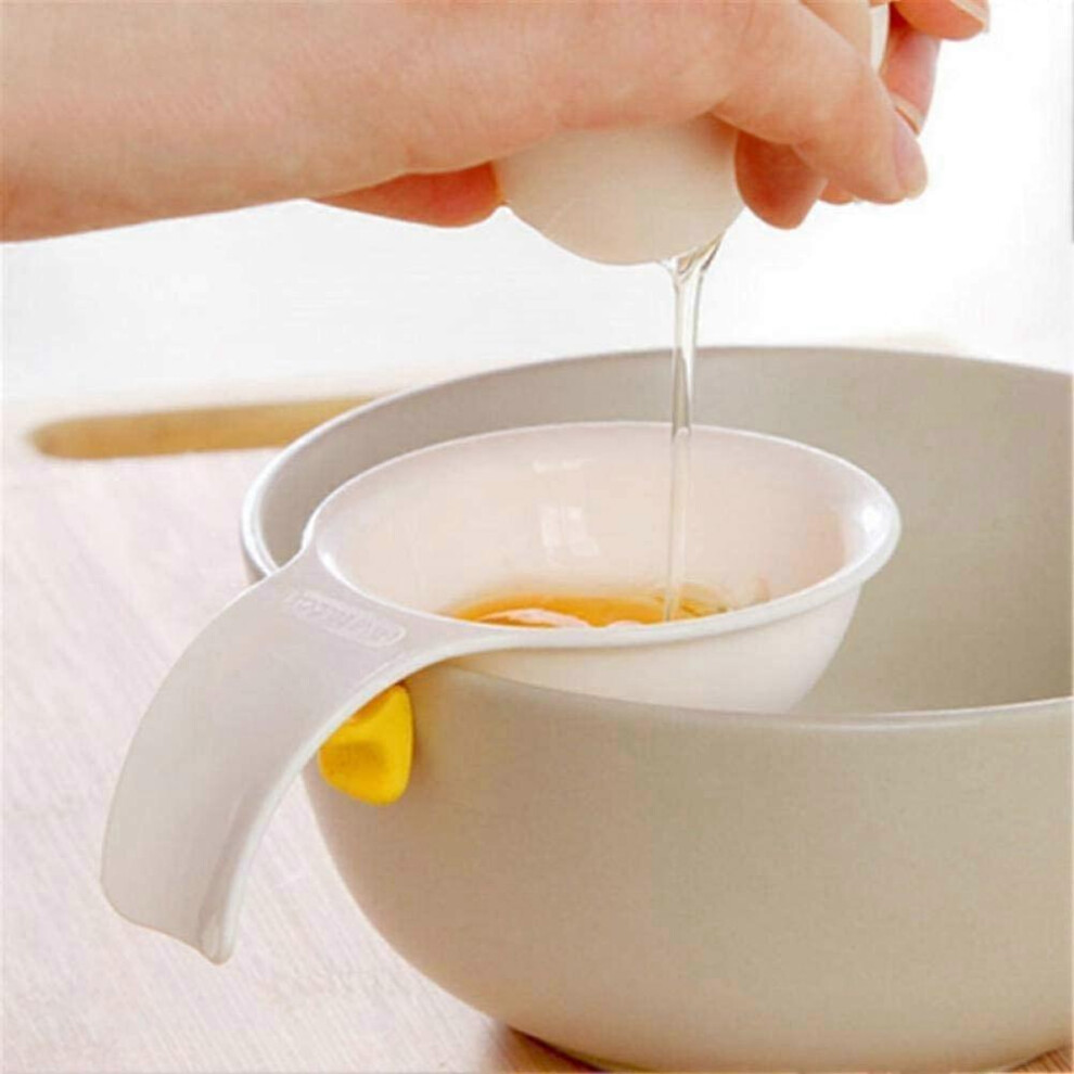 (As show, One size) 2PCS Mini Egg Yolk White Separator with Plastic Silicone Holder White Egg Yolk Seperator Separator Kitchen Cooking Gadget Sieve Tool