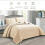 (Beige, King) 3 Piece Emboss Bedspread Check Quilted Bedding Set 6