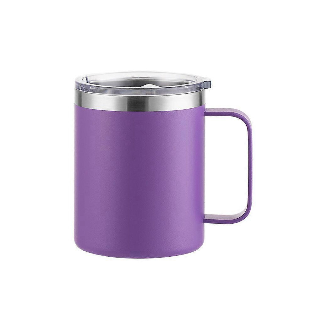(As show, One size) 350ml Tasses  caf en Acier Inoxydable avec Couvercle, Gobelet isotherme  double paroi avec poigne, Tasse de Voyage en Acier Inoxyd