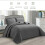 (Grey, Super King) 3 Piece Emboss Bedspread Check Quilted Bedding Set 5