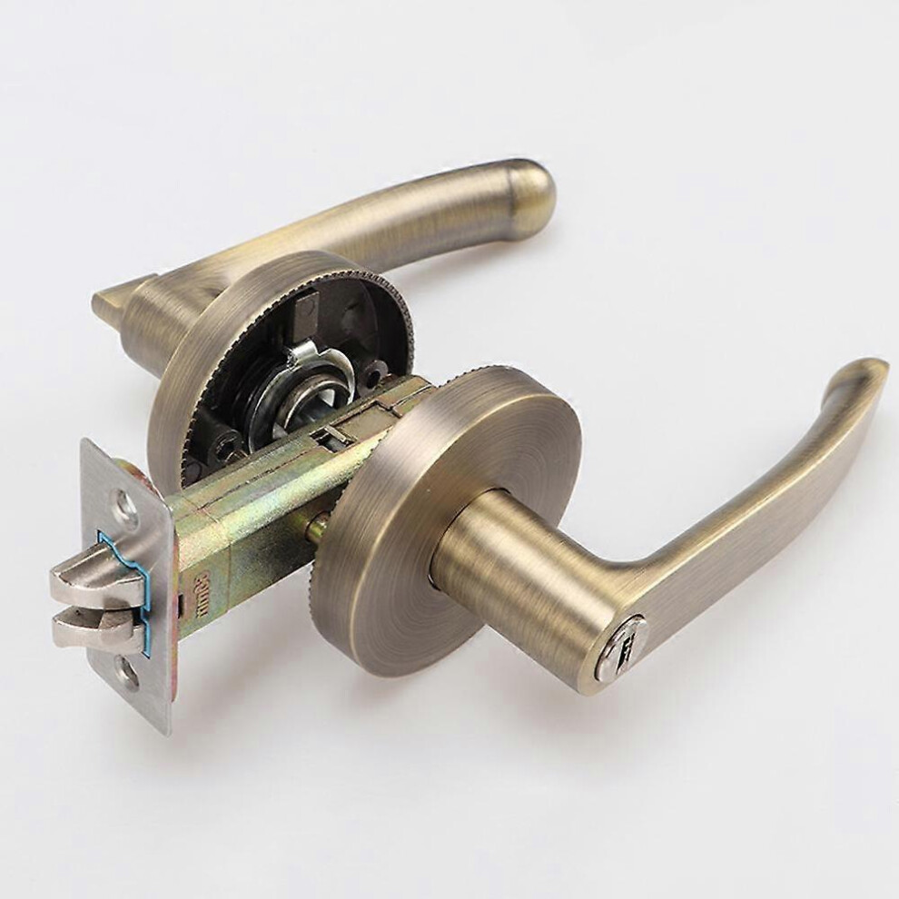 (As show, One size) Straight Door Lever With Lock and Key, Privacy, Silent Lock Bronze