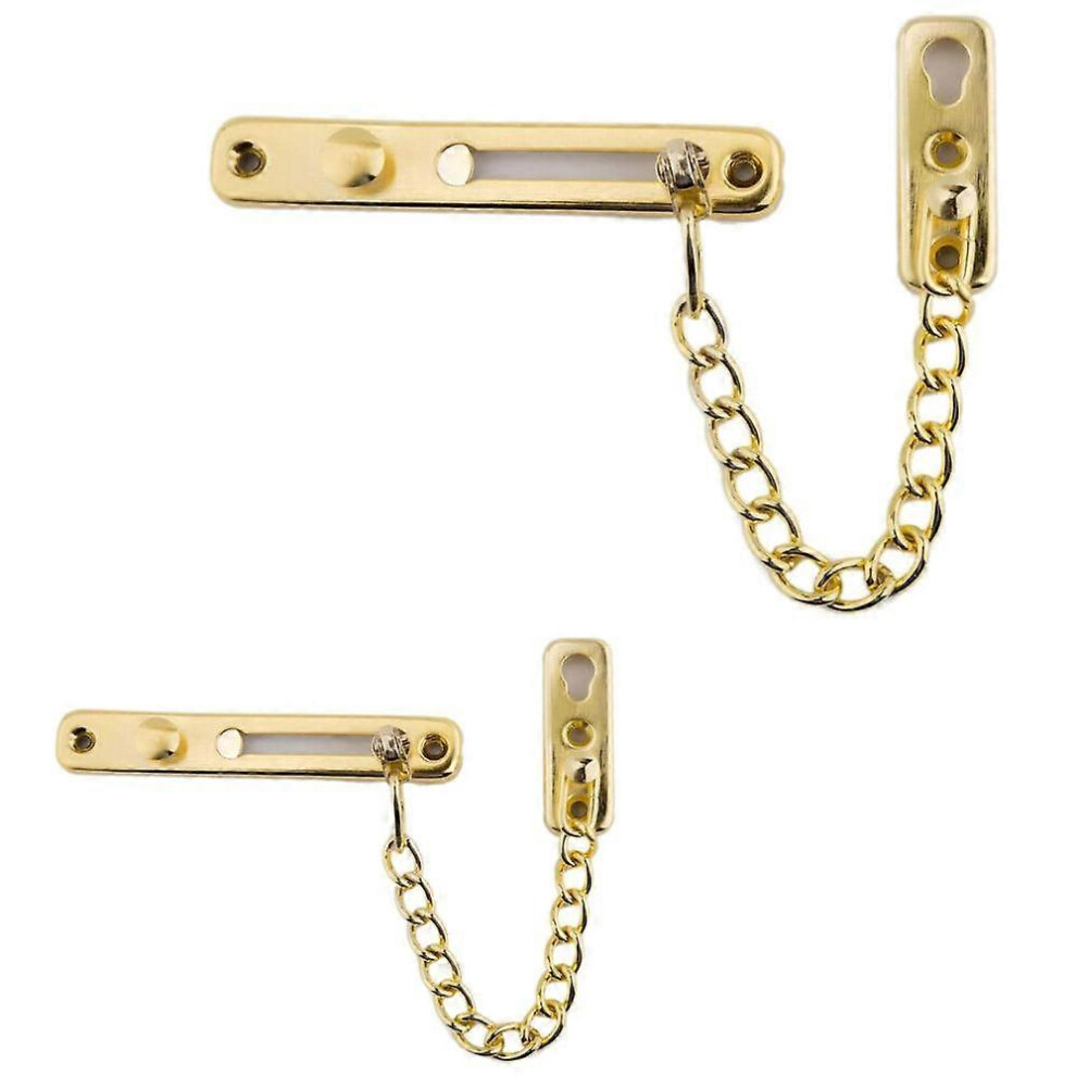 (As show, One size) Stainless Steel Chain Door Lock 2 PackHeavy Duty Inside Door Latch Guard Keyless Door Lock Add Extra Security with Spring Anti-Theft Press Lock Door H